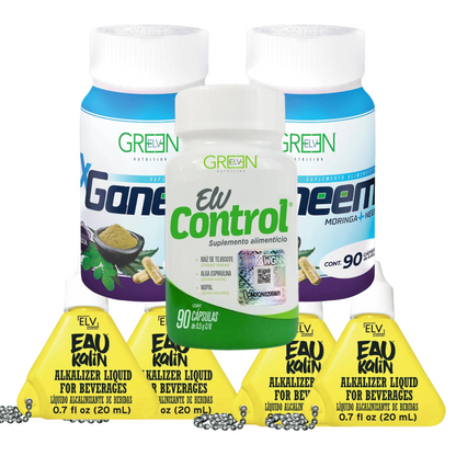 Green Elv Control nueva presentación + Moringa + Eau Kalin (3 meses)